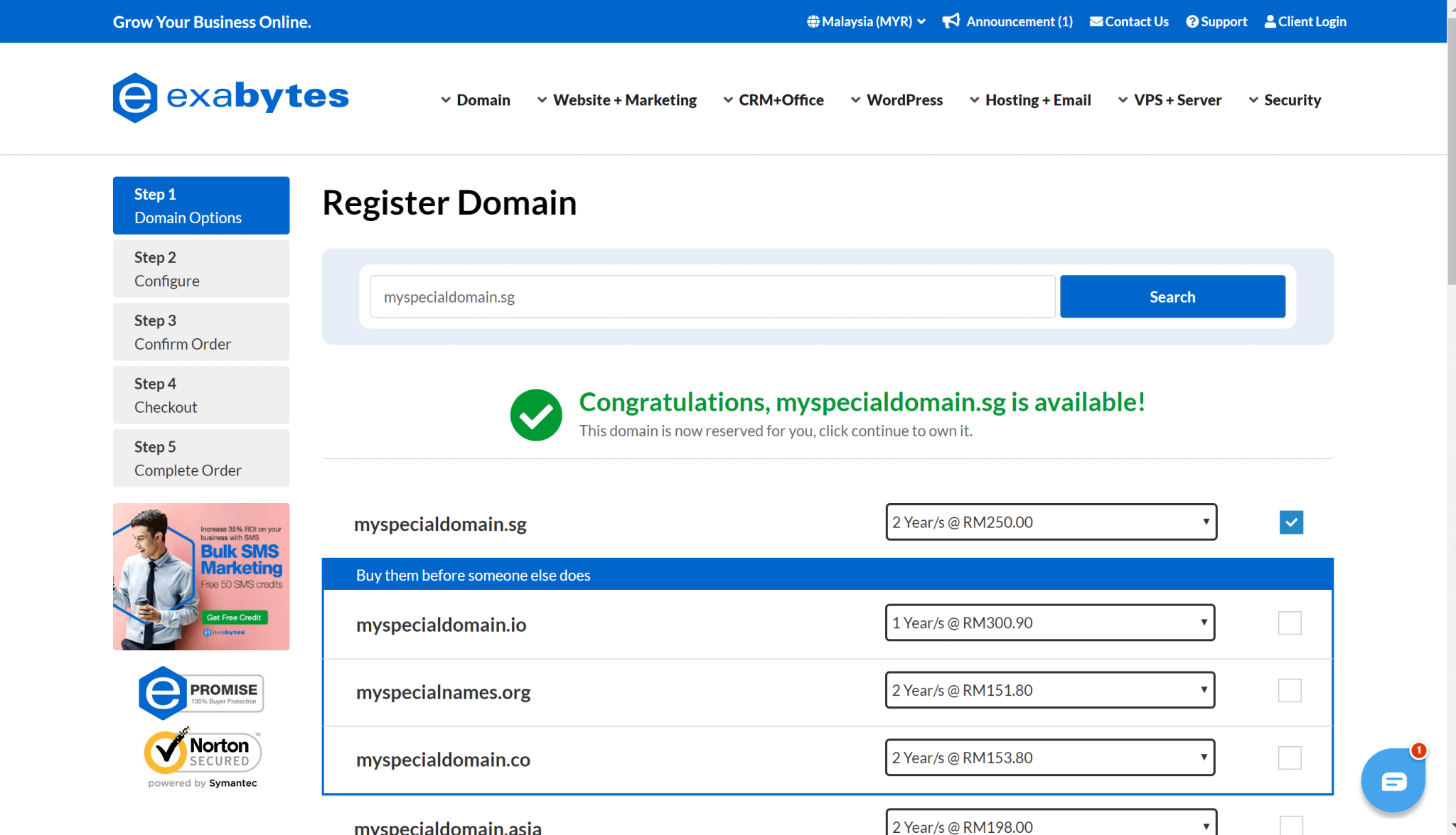 register domain step 1