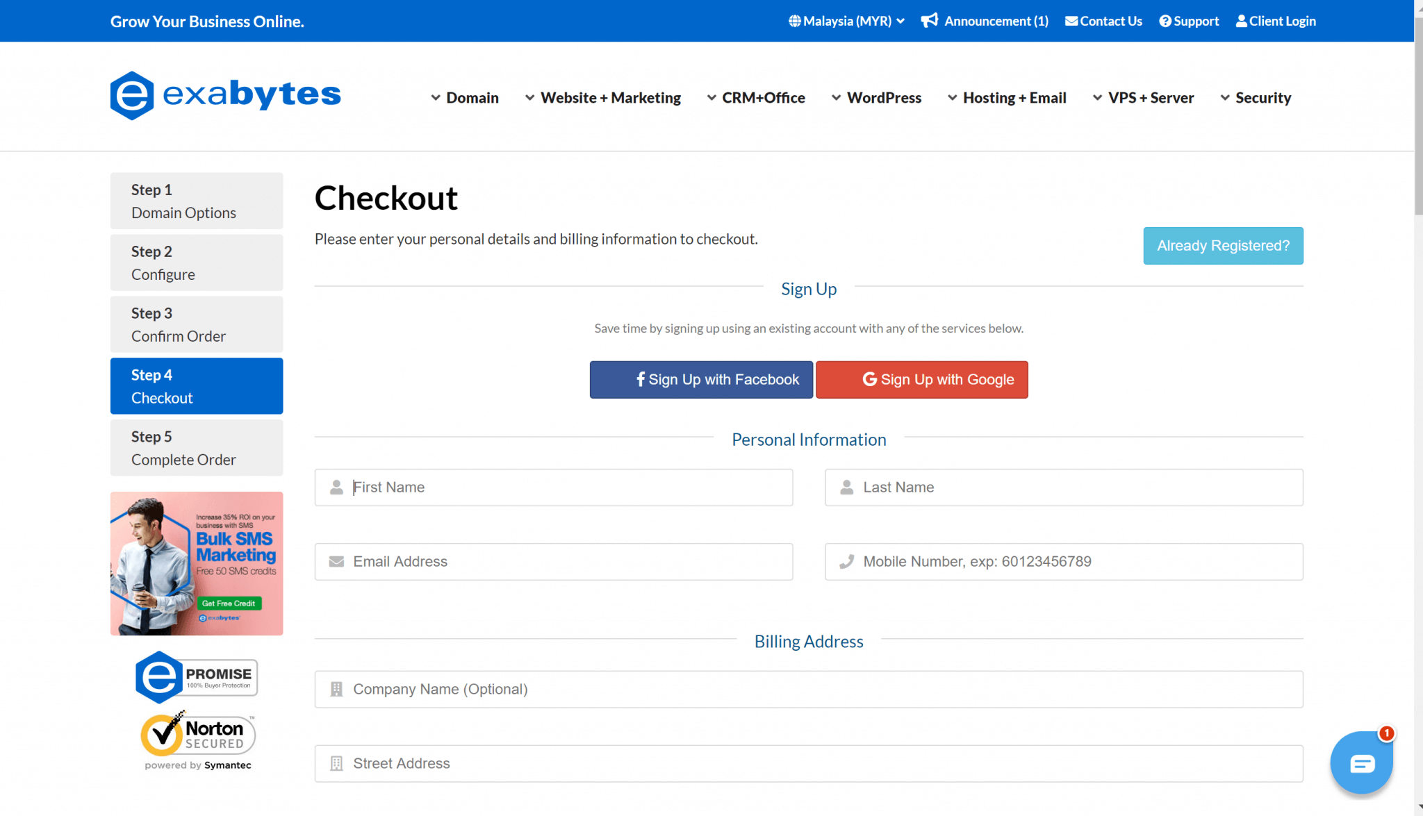 register domain step 3